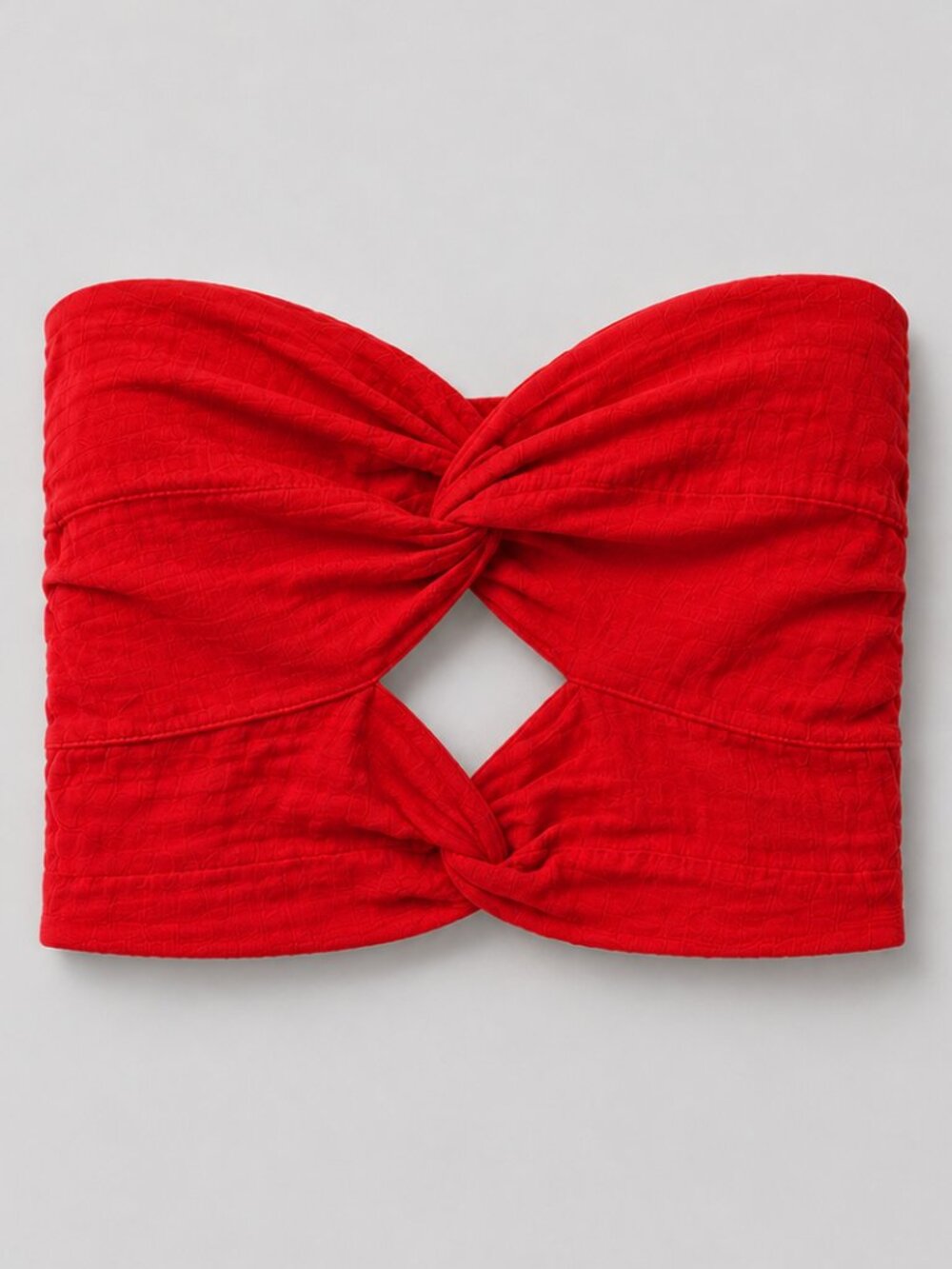 BLANCO Red Twist Front Strapless Crop Top
